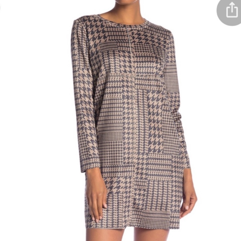 Joh Faux Suede Patchwork Shift Dress, Size M